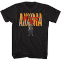 Black Street Fighter t-shirt featuring a Street Fighter Street Fighter Akuma Warped Text design