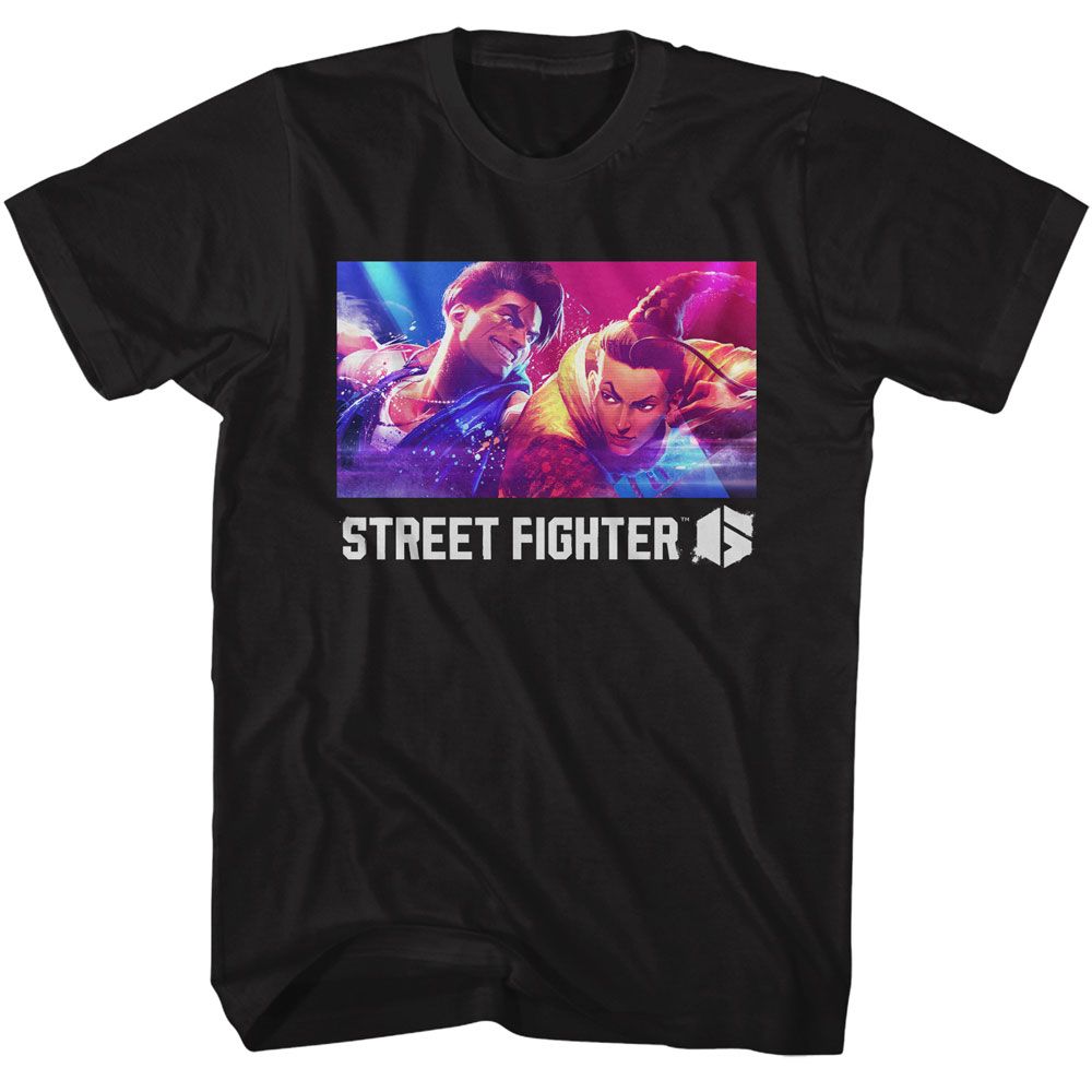 Black Street Fighter t-shirt featuring a Street Fighter Street Fighter Luke and Jamie design
