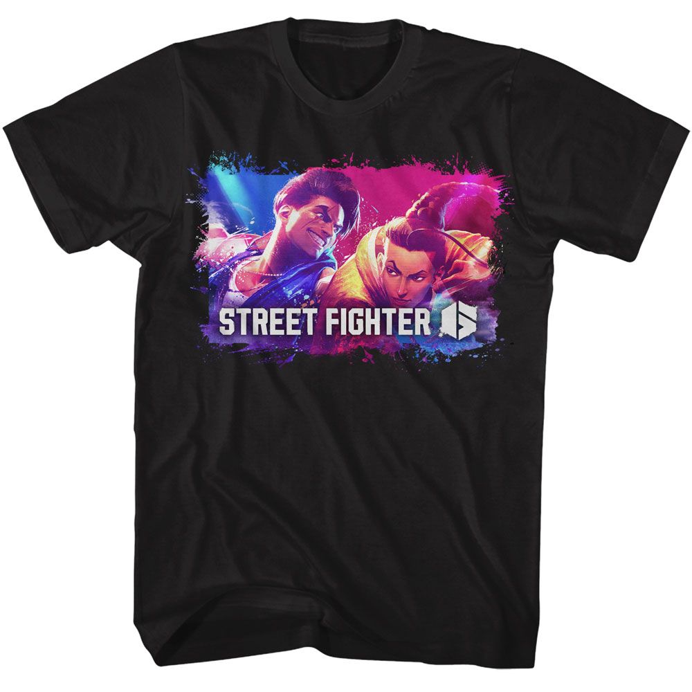 Black Street Fighter t-shirt featuring a Street Fighter Street Fighter Splatter Box design