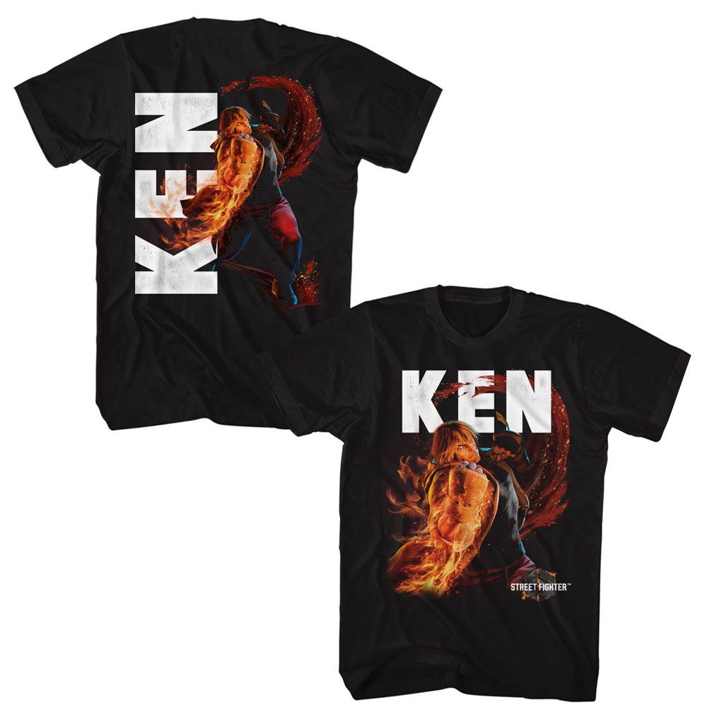 Black Street Fighter t-shirt featuring a Street Fighter Street Fighter Ken Character design