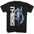 Black Street Fighter t-shirt featuring a Street Fighter Street Fighter Chun Li Splatter Kick design