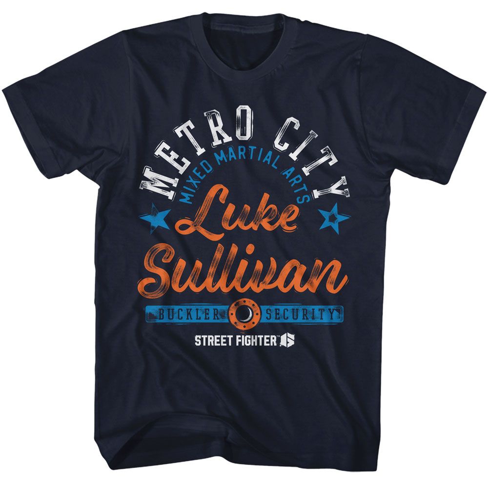 Navy Street Fighter t-shirt featuring a Metro City MMA design
