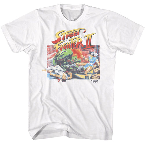 White Street Fighter t-shirt featuring a Street Fighter Street Fighter Faded Sf2 design