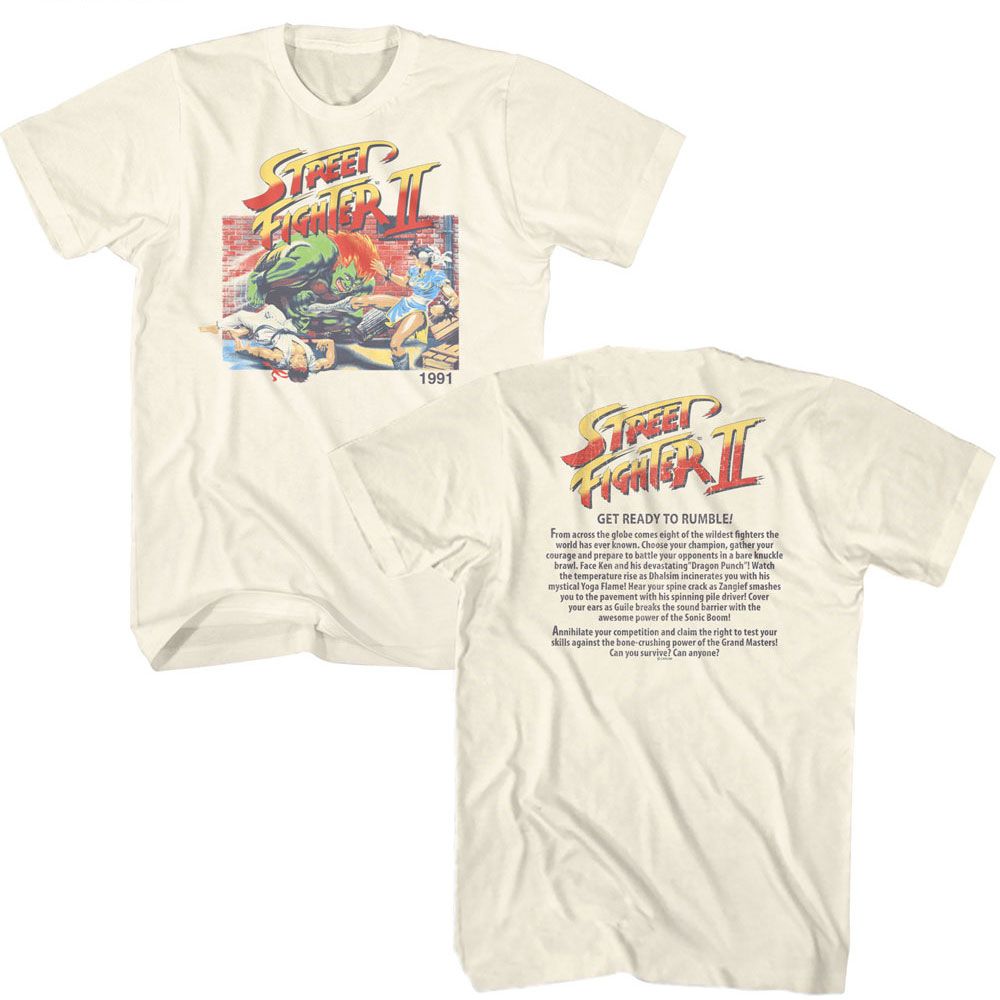 Natural Street Fighter t-shirt featuring a Street Fighter Street Fighter Ready to Rumble Front and Back design