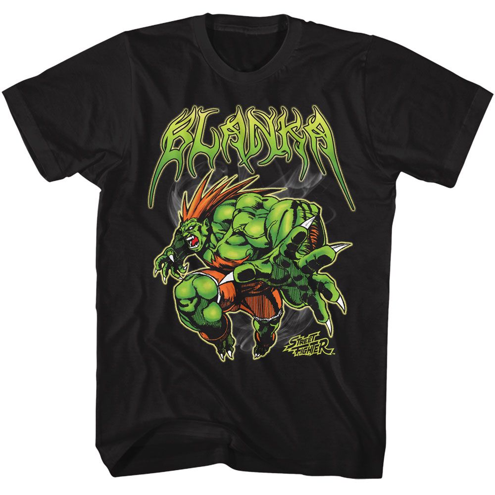 Black Street Fighter t-shirt featuring a Street Fighter Street Fighter Blanka Metal design
