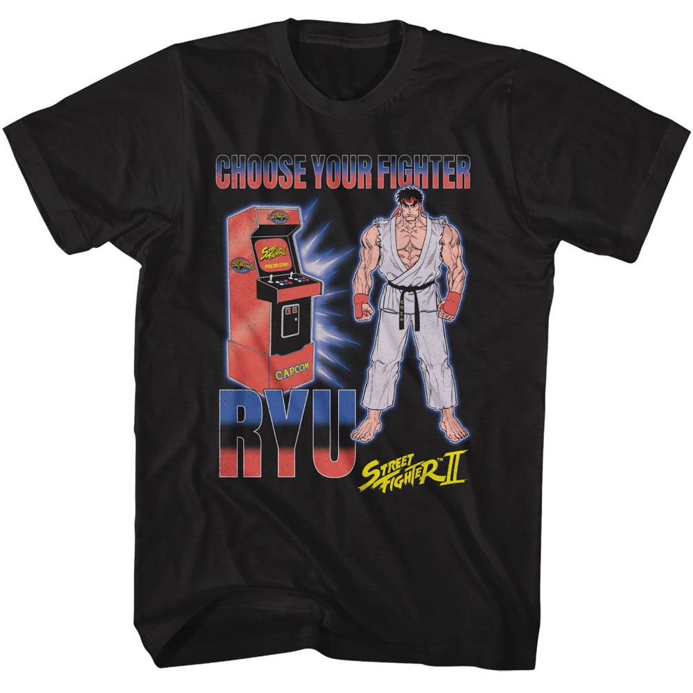 Black Street Fighter t-shirt featuring a Street Fighter Street Fighter Arcade Ryu design