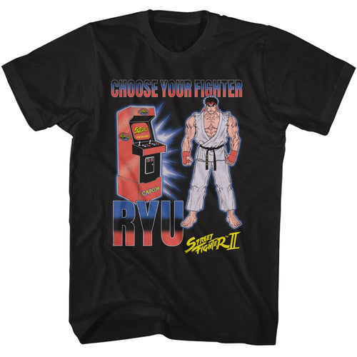 Black Street Fighter t-shirt featuring a Street Fighter Street Fighter Arcade Ryu design