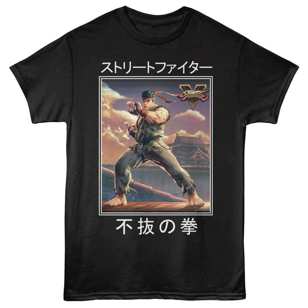 Black Street Fighter t-shirt featuring a Street Fighter Street Fighter Boxy 5 Alt design