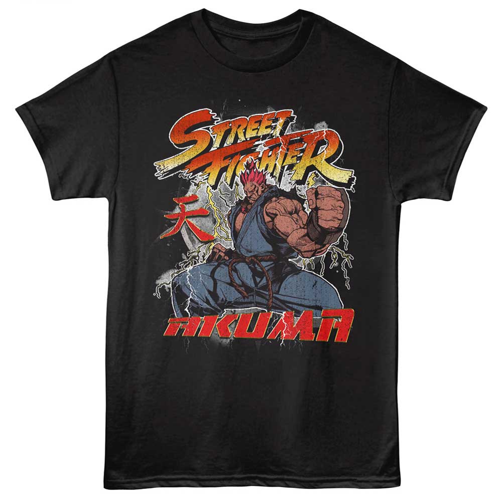 Black Street Fighter t-shirt featuring a Street Fighter Street Fighter Elemental Akuma design