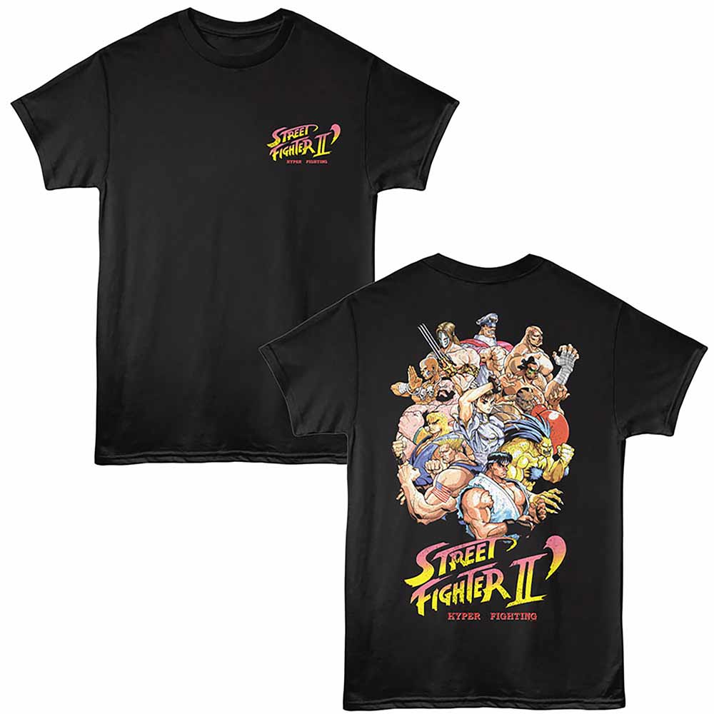 Black Street Fighter t-shirt featuring a Hyper Fighting Group design