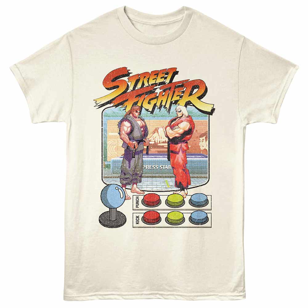 Natural Street Fighter t-shirt featuring a Game Buttons design