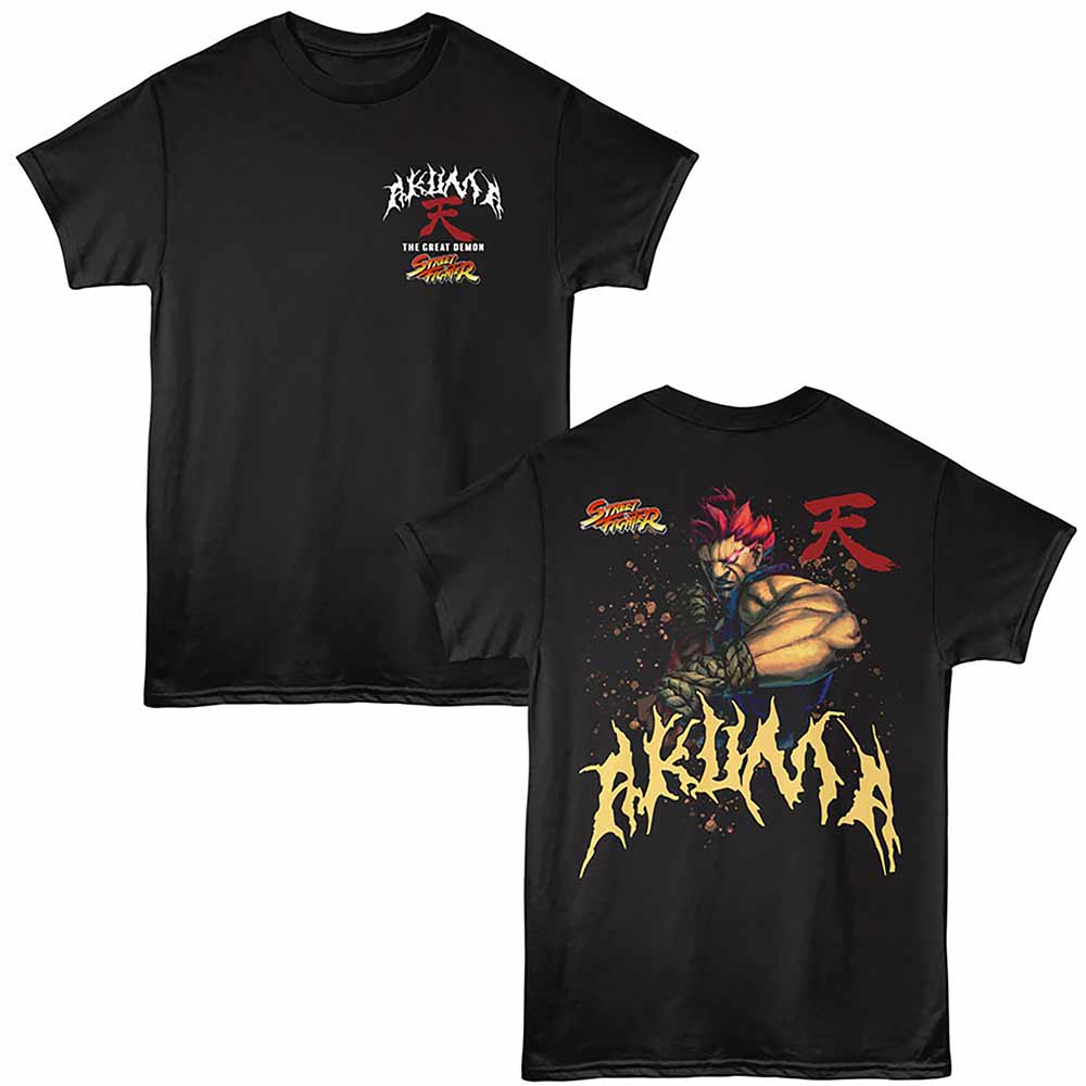 Black Street Fighter t-shirt featuring a Akuma Demon design