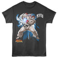 Smoke gray Street Fighter t-shirt featuring a Ryu Hadouken design