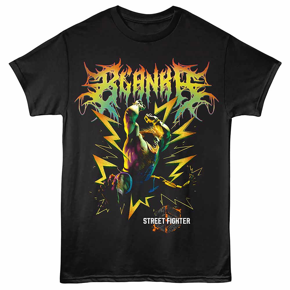 Black Street Fighter t-shirt featuring a Blanka Smash design