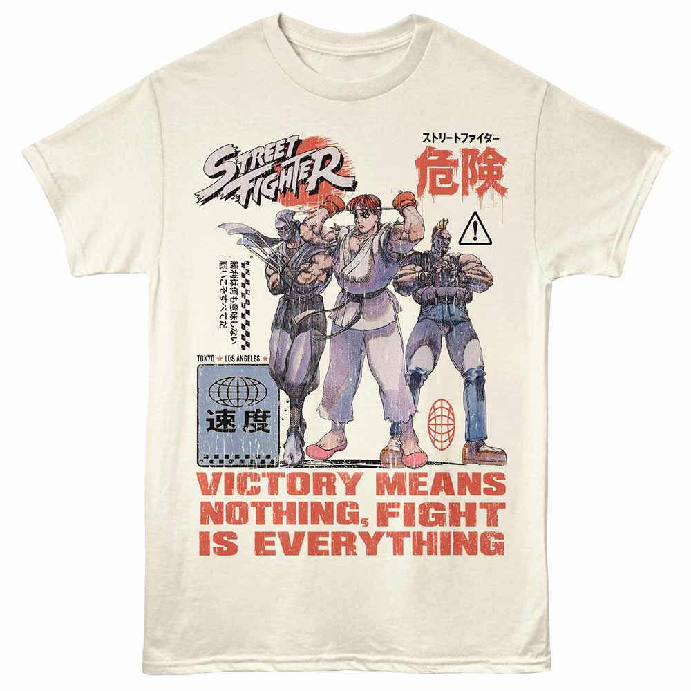 Natural Street Fighter t-shirt featuring a Victory Means Nothing design