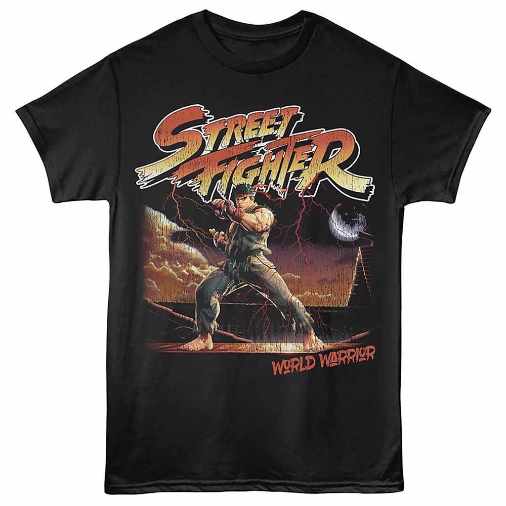 Black Street Fighter t-shirt featuring a World Warrior design