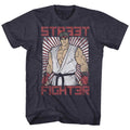 Navy Heather Street Fighter t-shirt featuring a Street Fighter Block Print design