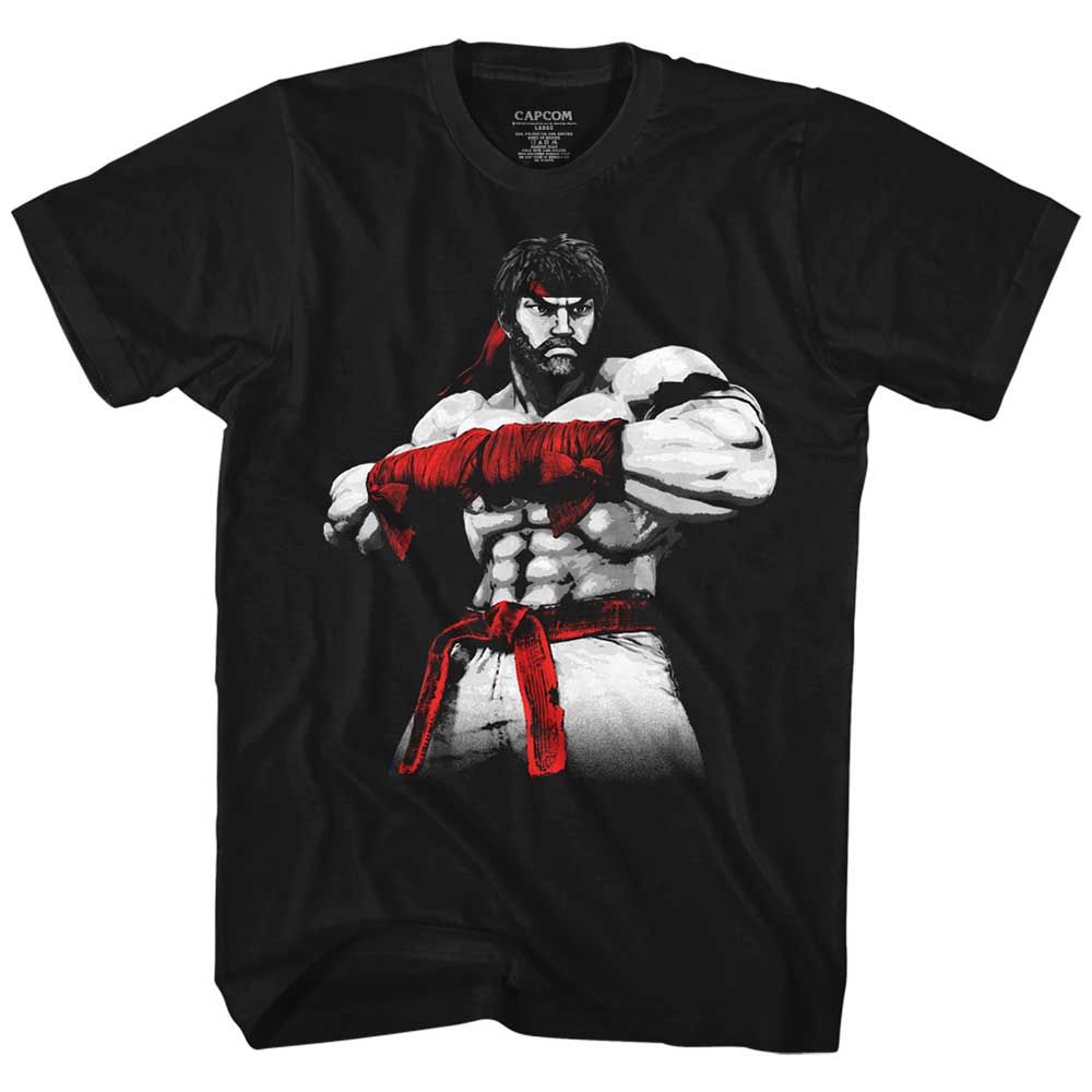 Black Street Fighter t-shirt featuring a Street Fighter Hot Ryu2 design