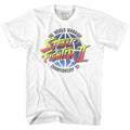 White Street Fighter t-shirt featuring a Street Fighter World Warrior design