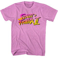Neon Purple Heather Street Fighter t-shirt featuring a Street Fighter Pixel Fighter design