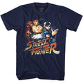 Navy Street Fighter t-shirt featuring a Street Fighter Ryuchunli design