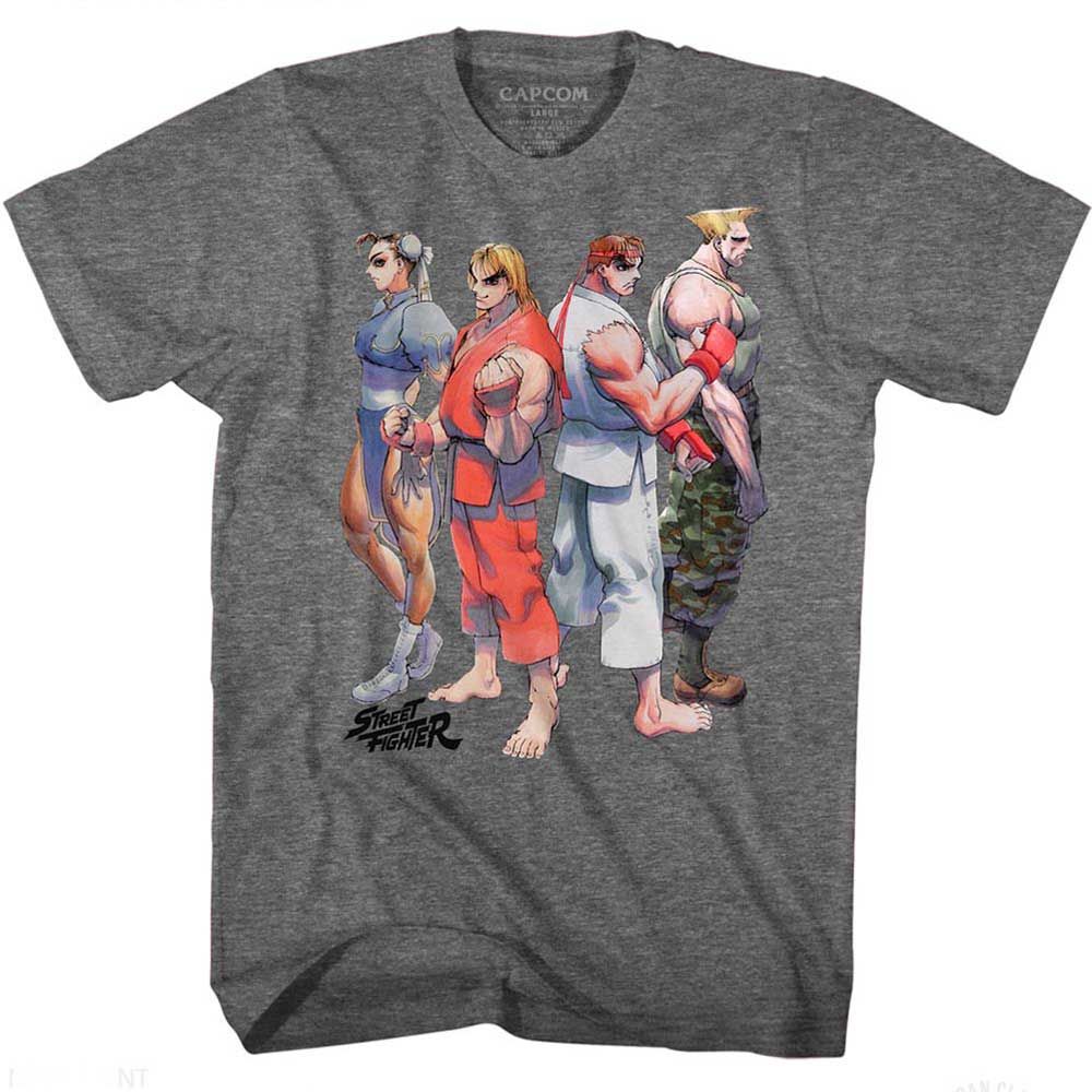 Graphite Heather Street Fighter t-shirt featuring a Street Fighter Sf2 Lineup design