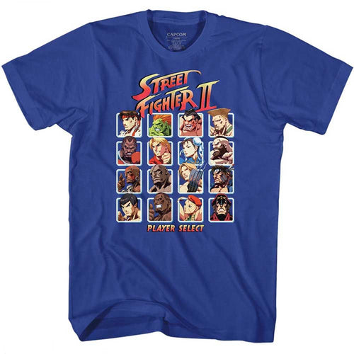 Royal Blue Street Fighter t-shirt featuring a Street Fighter Super Turbo Hd Select design