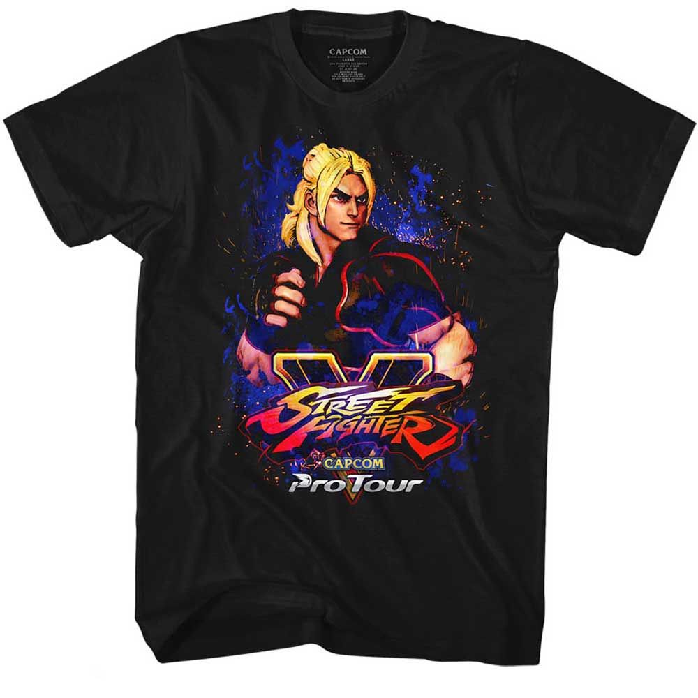 Black Street Fighter t-shirt featuring a Street Fighter Pro Tour - Ken design