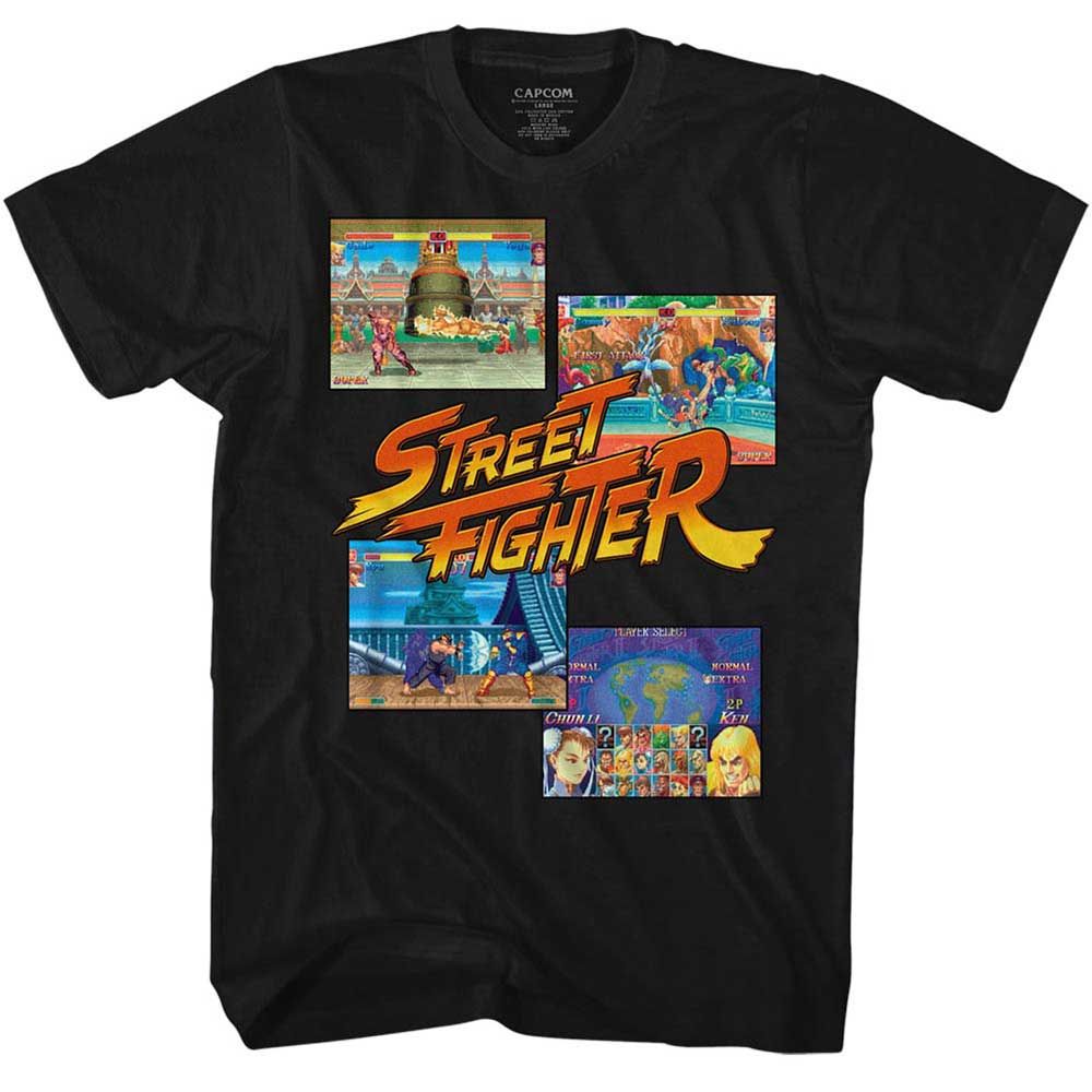 Black Street Fighter t-shirt featuring a Street Fighter Multihit2 design