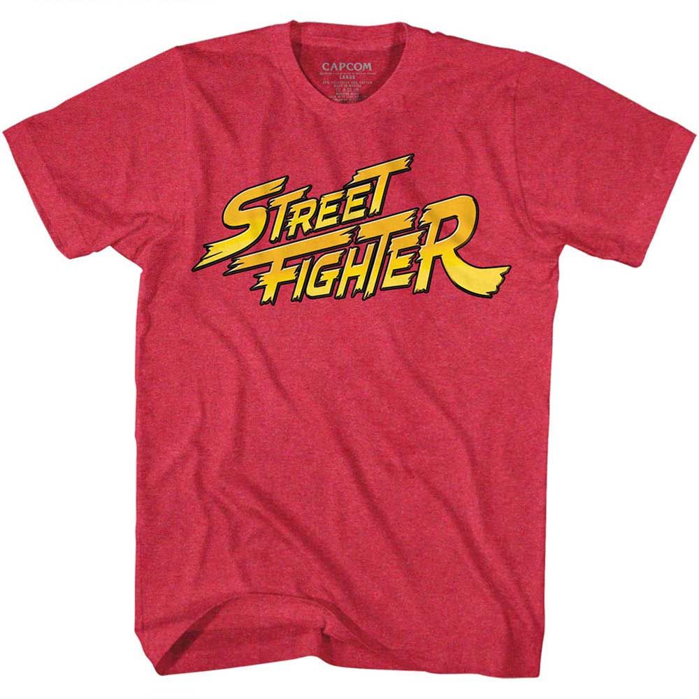 Red Heather Street Fighter t-shirt featuring a Street Fighter Red Yellow Logo design