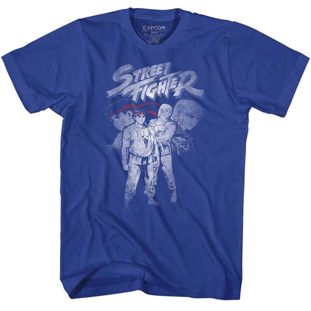 Royal Blue Street Fighter t-shirt featuring a Street Fighter Sfkandr design