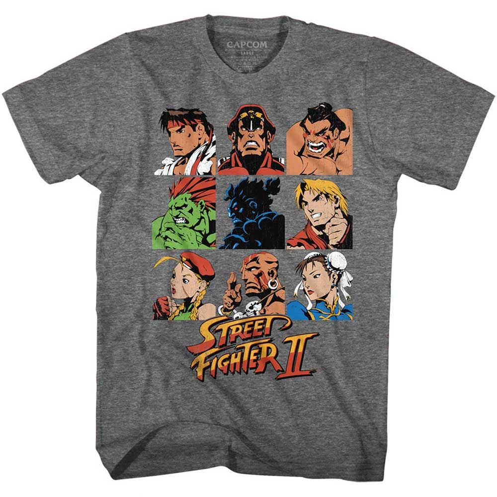 Graphite Heather Street Fighter t-shirt featuring a Street Fighter Sf2Shdrcast design