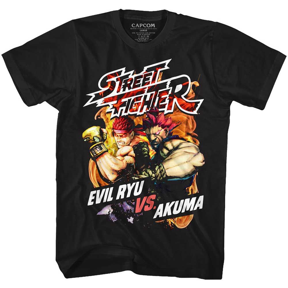 Black Street Fighter t-shirt featuring a Street Fighter Street Fire design