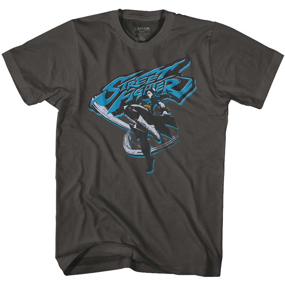 Smoke Gray Street Fighter t-shirt featuring a Chun-Li design