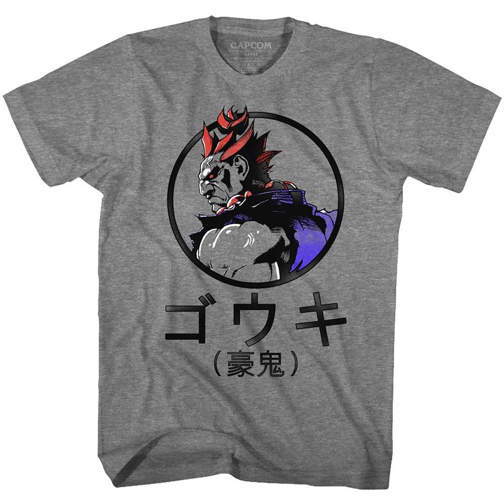 Graphite Heather Street Fighter t-shirt featuring a Street Fighter Gouki design