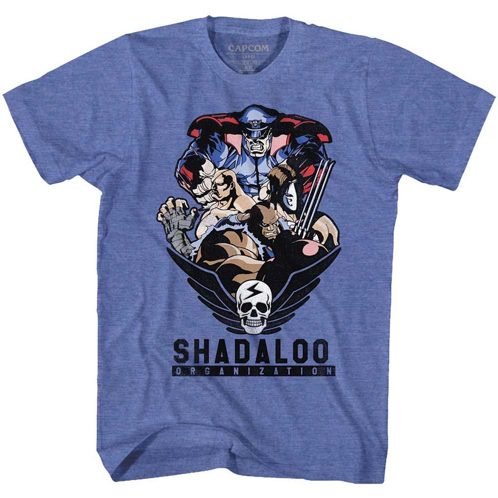Royal Heather Street Fighter t-shirt featuring a Shadaloo Org design