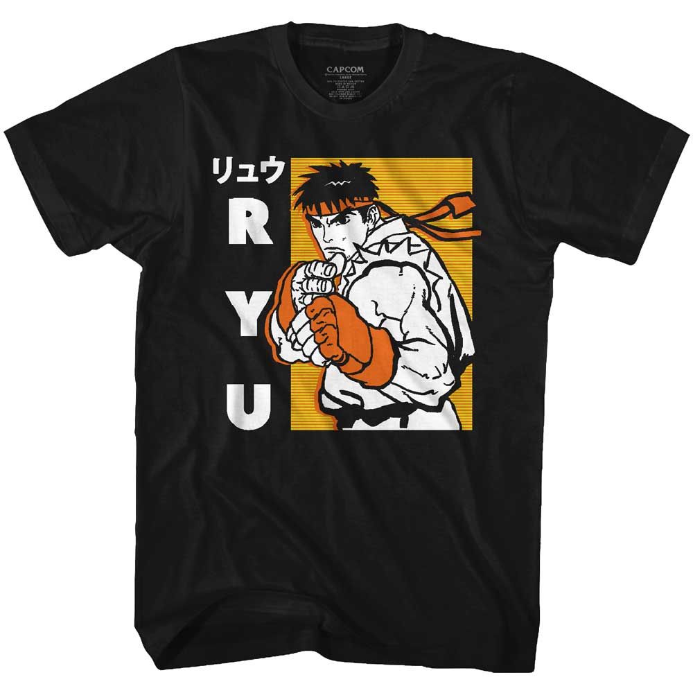 Black Street Fighter t-shirt featuring a Ryu design