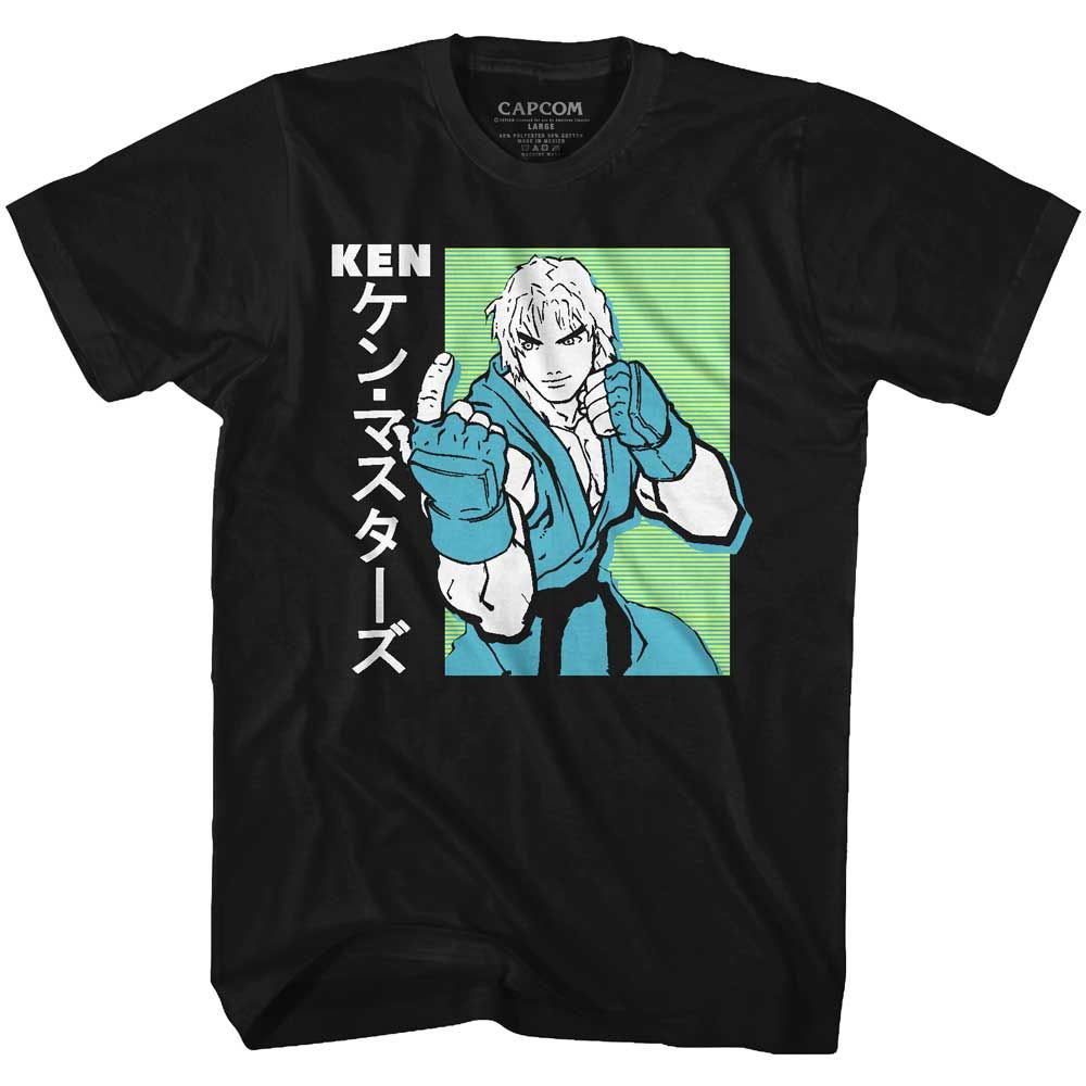 Black Street Fighter t-shirt featuring a Ken design