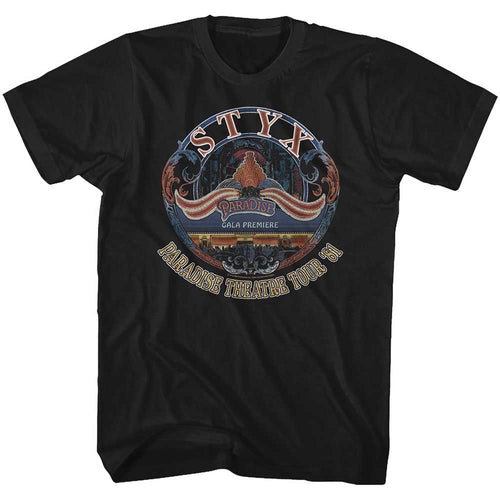 Black Styx t-shirt featuring a Styx Tour 81 design