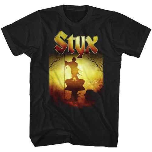 Black Styx t-shirt featuring a Creepy Ferry design