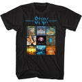 Black Styx t-shirt featuring a Styx Many Albums design