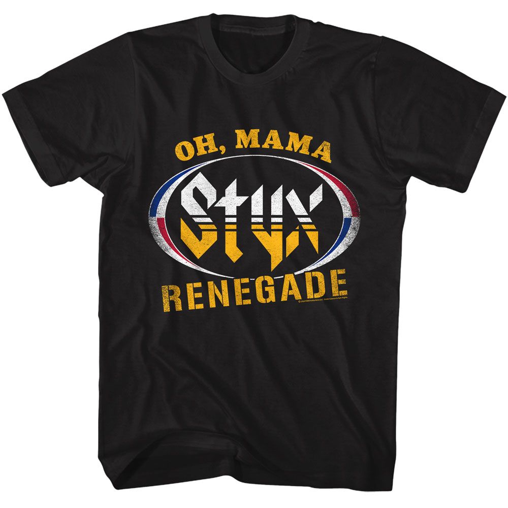 Black Styx t-shirt featuring a Styx Oh Mama design