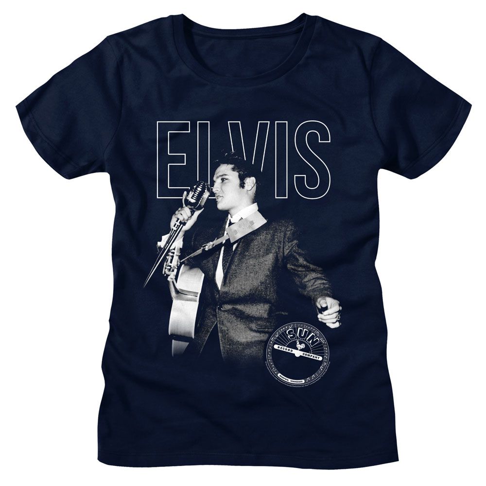 Elvis Sun Records Ladies T-Shirt - Elvis On The Mic