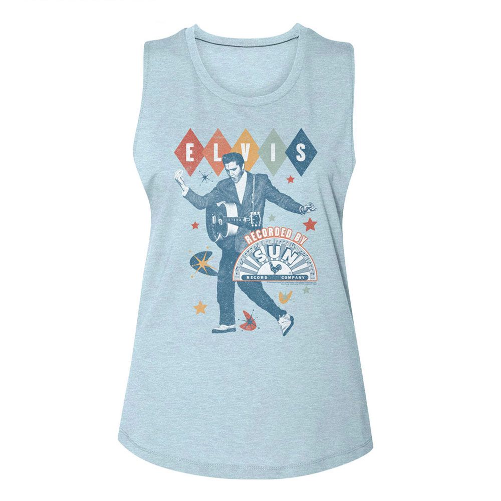 Elvis Sun Records Ladies Muscle Tank - Retro Shapes