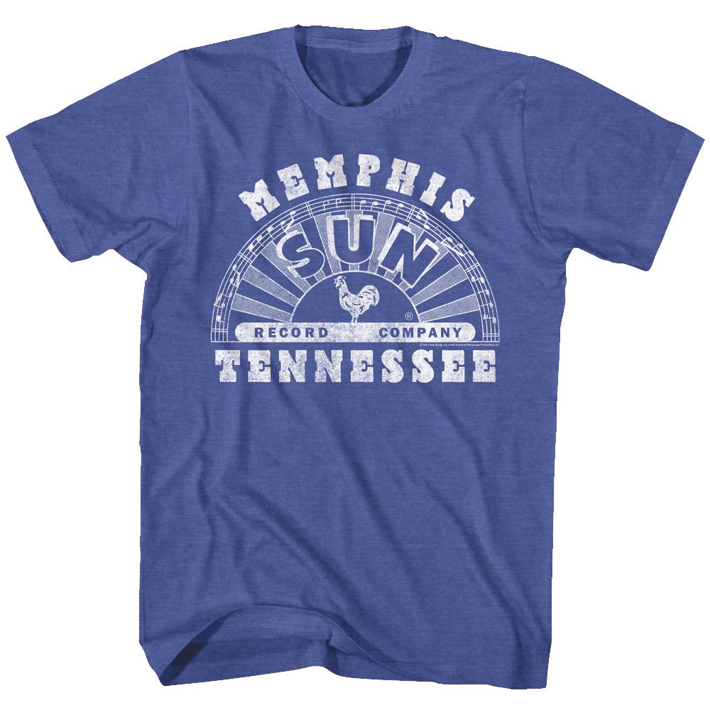 Royal Heather Sun Records t-shirt featuring a Sun Records Memphis design