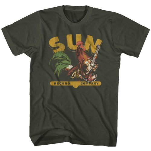 Smoke Gray Sun Records t-shirt featuring a Sun Records Rooster with Guitar design