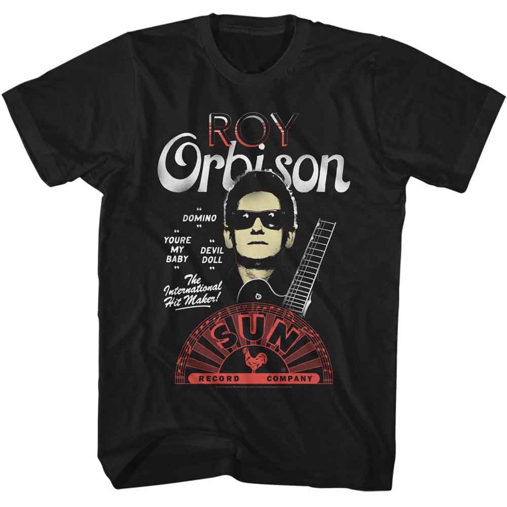 Black Sun Records t-shirt featuring a Roy Orbison Guitar Shades design