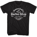 Black Sweeney Todd t-shirt featuring a Sweeney Todd Barber Shop design