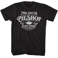 Black Sweeney Todd t-shirt featuring a Mrs. Lovett's Pie Shop design