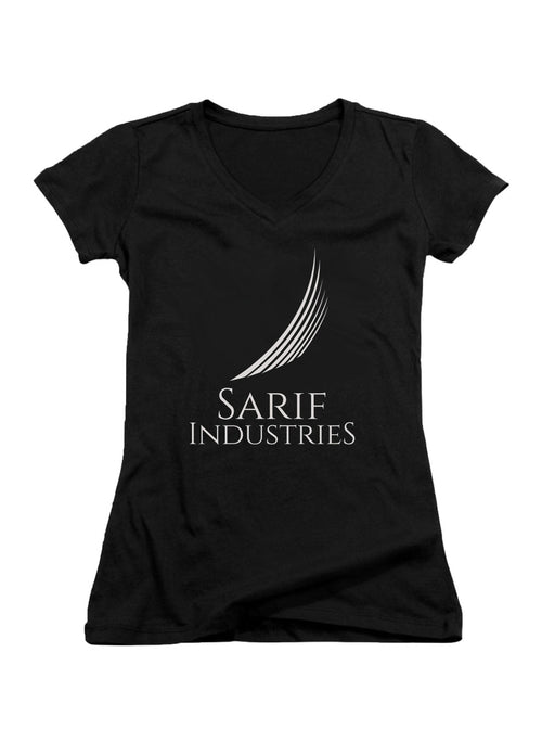 Black Sarif Industries Juniors V-Neck T-Shirt
